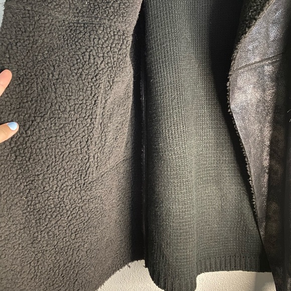 Sweater Jacket Womens Size Medium Open Front Mixed Fabric Cozy Winter Fall - Picture 5 of 9